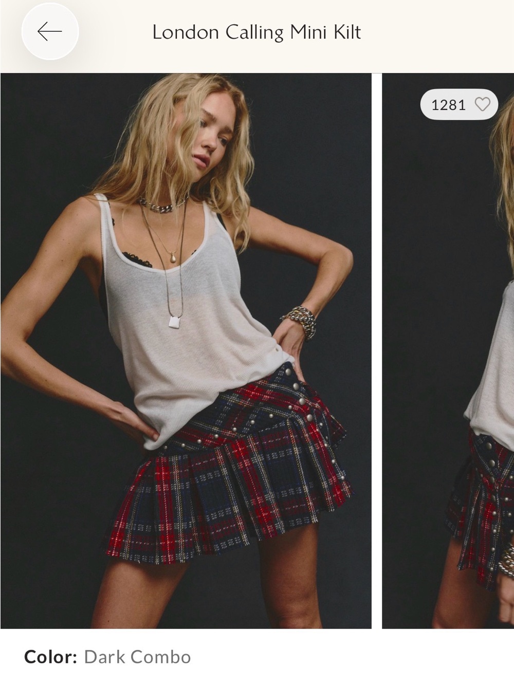 Free People Plaid Mini Kilt in Navy and Red